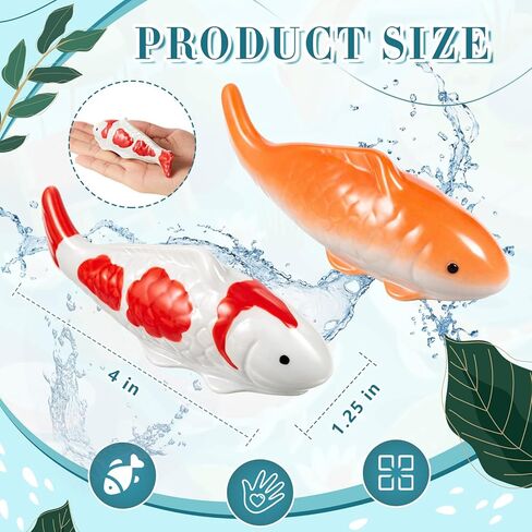 Willinglong 2 Pcs Ceramic Floating Koi Fish 5 Pcs Artificial Foam Lotus Flower with Water Lily Floating Fake Fish Goldfish Koi Decor for Pond Fountain Birdbath Fake Aquarium Decor in Kuwait