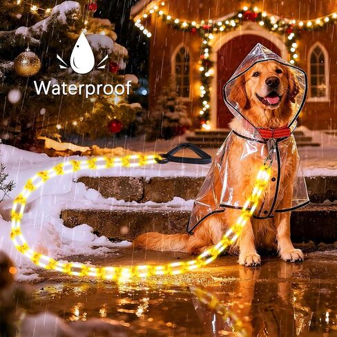 Joomer 6FT Light-Up Dog Leash for Night Walking, 60 LED Battery-Operated Dog Chain Lights with 6 Modes & Timer, Glow Leash with Secure Handle for Small to Large Pets - Warm White in Kuwait