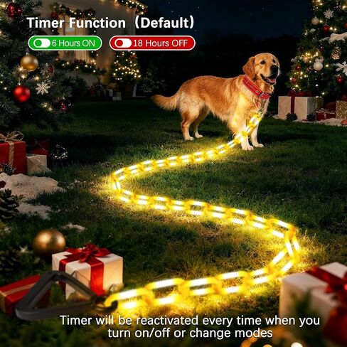 Joomer 6FT Light-Up Dog Leash for Night Walking, 60 LED Battery-Operated Dog Chain Lights with 6 Modes & Timer, Glow Leash with Secure Handle for Small to Large Pets - Warm White in Kuwait