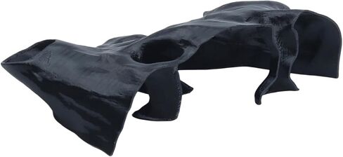 Saim Aquarium Cave Decor – 3D Printed Fish Hideout Tunnel for Betta, Guppy & Corydora Catfish – Natural Curved Shrimp Hideout with Multi-Hole Design Fish Tank Underground Corner Cave (Black, Medium) in Kuwait