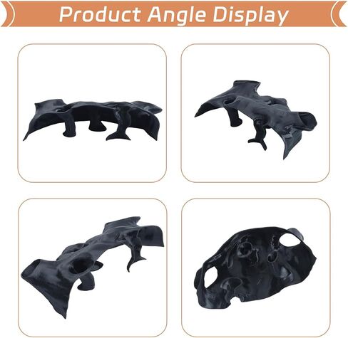 Saim Aquarium Cave Decor – 3D Printed Fish Hideout Tunnel for Betta, Guppy & Corydora Catfish – Natural Curved Shrimp Hideout with Multi-Hole Design Fish Tank Underground Corner Cave (Black, Medium) in Kuwait