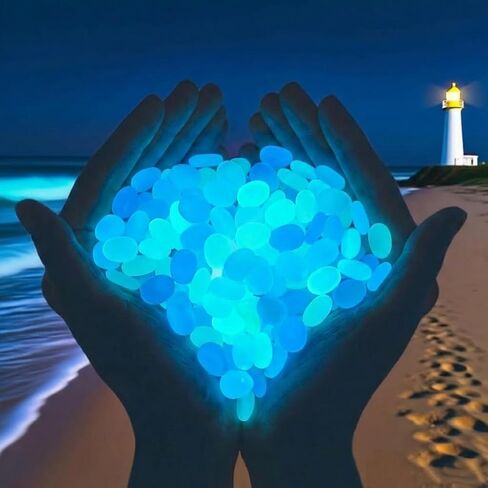 200 Pcs Glowing Rocks, Blue Glow Pebbles for Garden, Yard, Walkway, Aquarium & Landscape Lighting, DIY Crafts in Kuwait