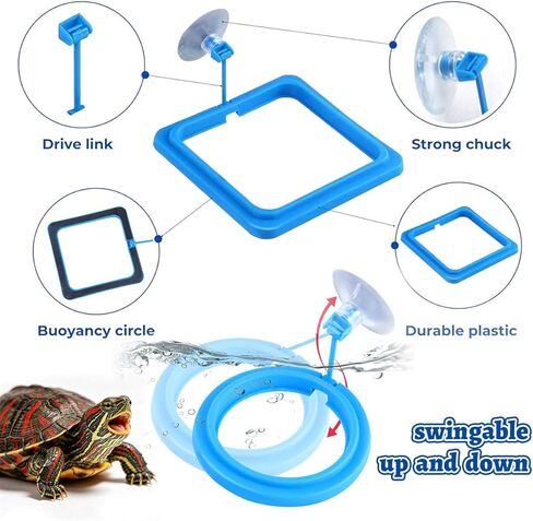 3 Pcs Aquatic Turtle Tank Accessories, Turtle Feeding Ring with Suction Cup and Brush, Toys for Tortoise Aquarium Enrichment Habitat in Kuwait
