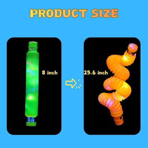 أنابيب مضيئة بمصابيح LED وعصي متوهجة وألعاب حسية، أنبوب فيدجيت لتزيين أعياد ميلاد الأطفال، لوازم الحفلات، أنابيب مطاطية تتوهج في الظلام، ملحقات حفلات الرقص والديسكو - 12 قطعة in Saudi Arabia