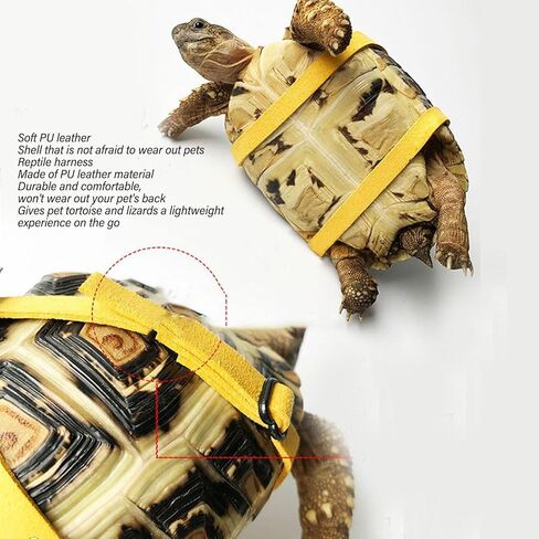 Tortoise Leash, Leather Harness Strap Adjustable Control Rope Training Harness Chest Collar Leash Walking Control Rope for Tortoise Lizard (with Bell) in Saudi Arabia