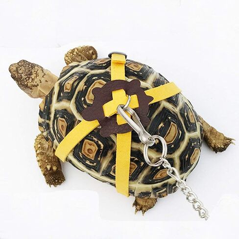 Tortoise Leash, Leather Harness Strap Adjustable Control Rope Training Harness Chest Collar Leash Walking Control Rope for Tortoise Lizard (with Bell) in Saudi Arabia