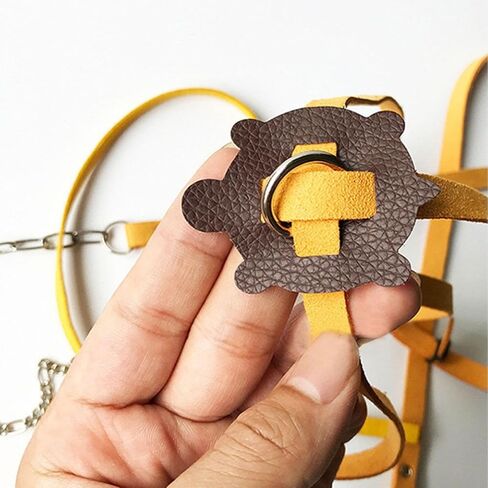 Tortoise Leash, Leather Harness Strap Adjustable Control Rope Training Harness Chest Collar Leash Walking Control Rope for Tortoise Lizard (with Bell) in Saudi Arabia