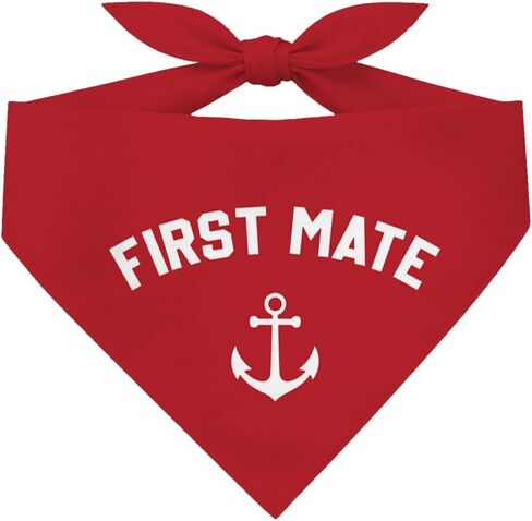 First Mate Dog Bandana, Funny Outfit Prop Photoshoot Pet Scarf for Boat Lover Captain Beach Lake, Adjustable Triangle Dog Bandana for Small Medium Large Dogs in Kuwait