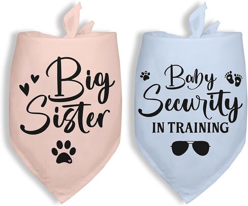 2 Packs Big Sister Dog Bandana Pregnancy Announcement Baby Security in Training Dog Gender Reveal Outfit Baby Announcement Ideas Durable Triangle Scarf for Small Medium Large Dogs in Kuwait
