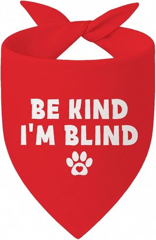 Be Kind I'm Blind Dog Bandana، وشاح للحيوانات الأليفة للكلاب العمياء، إكسسوارات للكلاب الصغيرة والمتوسطة والكبيرة، مريلة مثلثة مطبوعة بمخالب حمراء للأولاد والبنات، هدية للتوعية بالحيوانات الأليفة in Kuwait