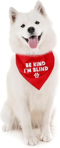 Be Kind I'm Blind Dog Bandana، وشاح للحيوانات الأليفة للكلاب العمياء، إكسسوارات للكلاب الصغيرة والمتوسطة والكبيرة، مريلة مثلثة مطبوعة بمخالب حمراء للأولاد والبنات، هدية للتوعية بالحيوانات الأليفة in Kuwait
