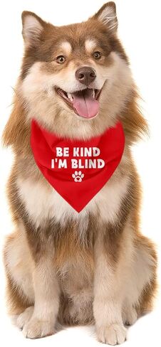Be Kind I'm Blind Dog Bandana، وشاح للحيوانات الأليفة للكلاب العمياء، إكسسوارات للكلاب الصغيرة والمتوسطة والكبيرة، مريلة مثلثة مطبوعة بمخالب حمراء للأولاد والبنات، هدية للتوعية بالحيوانات الأليفة in Kuwait