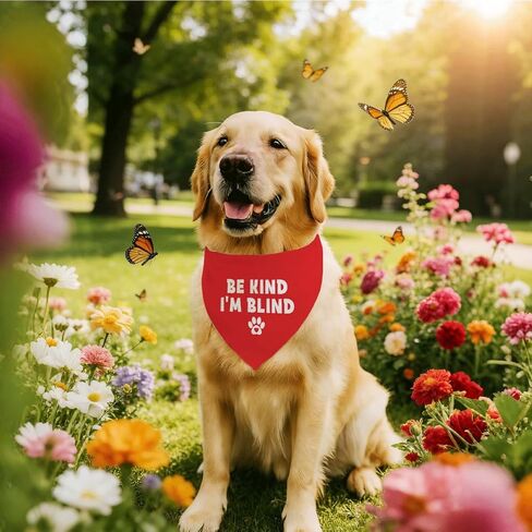 Be Kind I'm Blind Dog Bandana، وشاح للحيوانات الأليفة للكلاب العمياء، إكسسوارات للكلاب الصغيرة والمتوسطة والكبيرة، مريلة مثلثة مطبوعة بمخالب حمراء للأولاد والبنات، هدية للتوعية بالحيوانات الأليفة in Kuwait