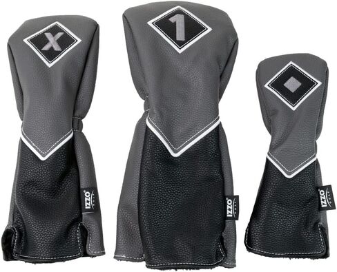 IZZO Golf Premium Fairway Wood Headcover Gray/Black - Durable PU Leather Golf Fairway Wood Headcover in Saudi Arabia
