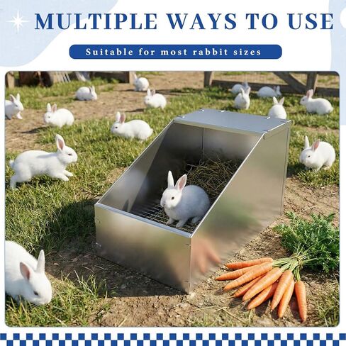 Maxcheck Galvanized Metal Rabbit Nesting Box with Removable Wire Mesh Bottom 18.5 x 10.6 x 10 Inches Bunny Small Animal Nest Durable Easy to Clean for Indoor Outdoor Use Rabbit Supplies in Kuwait