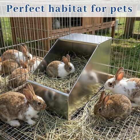 Maxcheck Galvanized Metal Rabbit Nesting Box with Removable Wire Mesh Bottom 18.5 x 10.6 x 10 Inches Bunny Small Animal Nest Durable Easy to Clean for Indoor Outdoor Use Rabbit Supplies in Kuwait