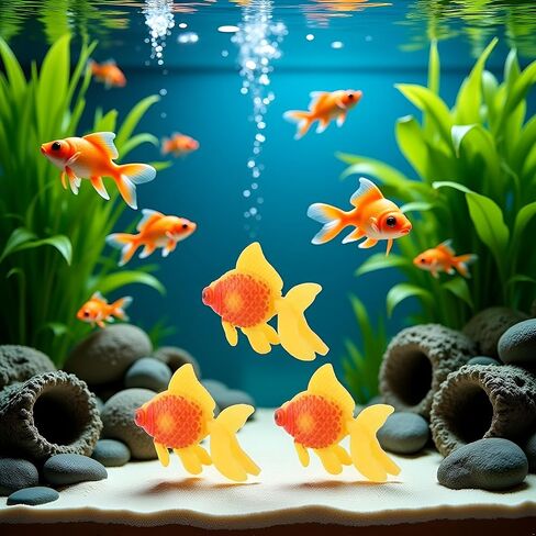 3 Pack Gold,orange Artificial Aquarium Fishes Fake Fish Plastic Fish Aquarium Moving Fishes Ornament Decoration Orange Goldfish for Aquarium Fish Tank Aquarium Décor Thematic Ornaments,Aquarium Décor in Kuwait