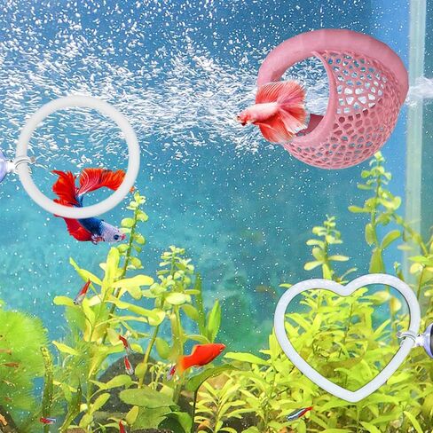 Betta Hammock & Fish Toys Set, Aquarium Betta Fish Training and Feeding Rings, Floating Bettas Hide & Shrimp Cave, Decorative Accessories for Small Fish Tanks in Kuwait