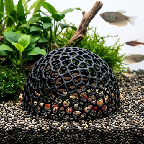 JIJI&ZEZE Anti-Predation Shrimp Hideout Dome, Black Honeycomb Lattice Aquarium Shelter Cave, Safe Breeding & Molting Hideaway for Small Fish, Shrimp Fry, Fish Tank Decor Ornament in Kuwait
