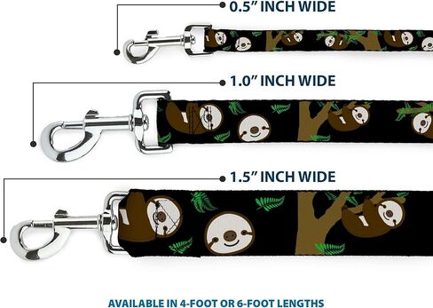 Dog Leash Sloth Face Hanging Black 6 Feet Long 1.0 Inch Wide in Kuwait