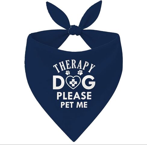 Therapy Dog Please Pet Me Bandana, Dark Blue Pet Triangle Scarf for Boy and Girl, Dog's Bandana for Small Medium Dogs, Dog's Scarf Accessories, Gifts to Dogs Lovers in Kuwait