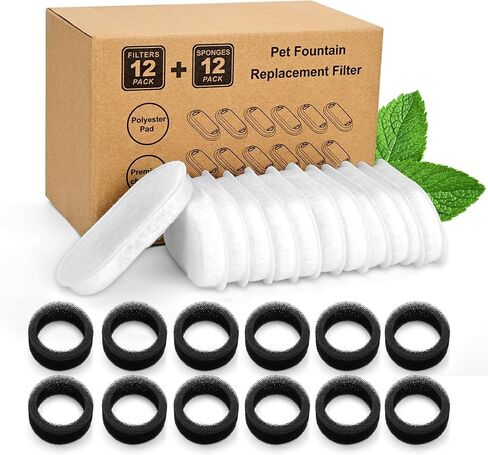 Cat Water Fountain Filters, 8 Packs Replacement Filters for 67oz/2L Stainless Steel Cat Water Fountain, 4 Months Set of Replacement Filters fot Pet Fountain, 8 Carbon Filters & 8 Foam Filters in Kuwait