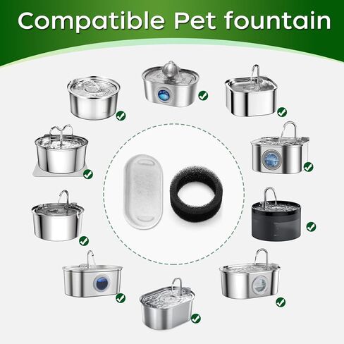 Cat Water Fountain Filters, 8 Packs Replacement Filters for 67oz/2L Stainless Steel Cat Water Fountain, 4 Months Set of Replacement Filters fot Pet Fountain, 8 Carbon Filters & 8 Foam Filters in Kuwait