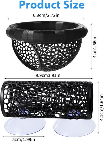 2 Pcs Fish Hammock & Betta Tunnel Set, Aquarium Decorations for Small Fish, Floating Hide & Resting Spot, Black in Kuwait