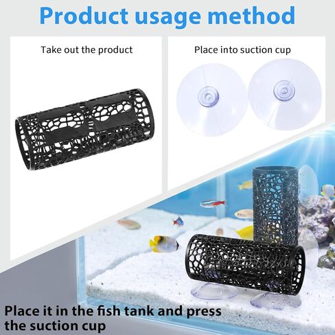 2 Pcs Fish Hammock & Betta Tunnel Set, Aquarium Decorations for Small Fish, Floating Hide & Resting Spot, Black in Kuwait