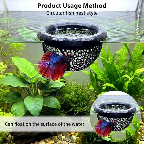 2 Pcs Fish Hammock & Betta Tunnel Set, Aquarium Decorations for Small Fish, Floating Hide & Resting Spot, Black in Kuwait