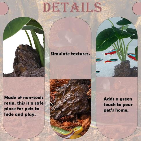 Betta Fish Tank Accessories Artificial Aquarium Ornaments Reptiles Silk Leaf Plants Decoration Driftwood Cave Deco in Kuwait