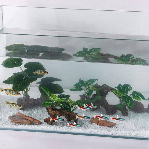 Betta Fish Tank Accessories Artificial Aquarium Ornaments Reptiles Silk Leaf Plants Decoration Driftwood Cave Deco in Kuwait