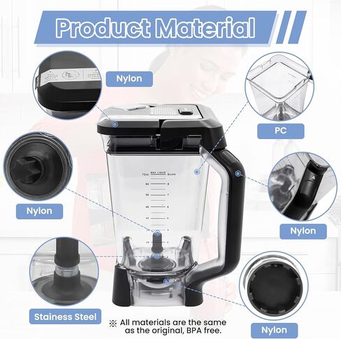 72 oz XL Pitcher Replacement Compatible with Ninja BL660 BL740 Blenders Professional, 72oz Crushing Pitcher Replacement for Ninja Blender BL660A BL660W BL660WM BL663CO BL665QBK BL740C in Kuwait