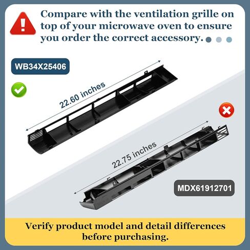 WB34X25406 Microwave Vent Grille Compatible with GE Models JNM3163DJ1BB, JNM3163RJ1SS, JNM3184DP8BB, JNM3184RP8SS, JVM3162RJ1SS, Microwave Vent Kit Replaces AP6040821, 4465386, PS11774030, EAP11774030 in Kuwait
