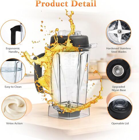 إبريق الخلاط 64oz، متوافق مع 5200، 5000، 5300، 6300، 7500، 750، E310، VM0101، VM0103، VM0197، السلسلة الكلاسيكية/الاستكشافية/التجارية، كوب حاوية الخلاط، ضمان 10 سنوات in Kuwait