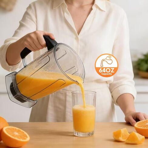إبريق الخلاط 64oz، متوافق مع 5200، 5000، 5300، 6300، 7500، 750، E310، VM0101، VM0103، VM0197، السلسلة الكلاسيكية/الاستكشافية/التجارية، كوب حاوية الخلاط، ضمان 10 سنوات in Kuwait