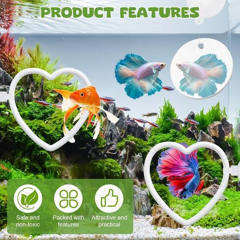 2 Pcs Betta Fish Exercise Love Ring & Betta Mirror, Betta Enrichment Toys, Betta Fish Tank Accessories, Betta Fish Toysfor Training, Play in Kuwait