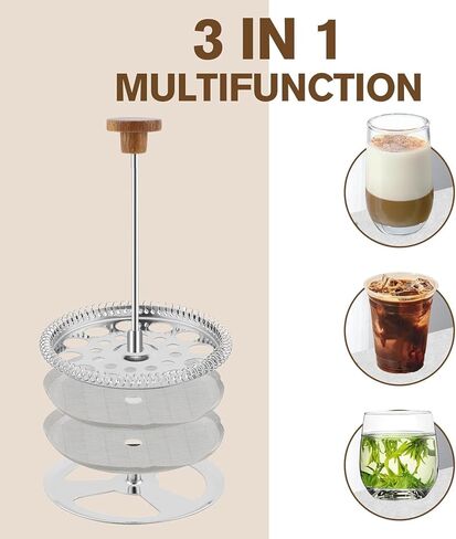 Rorence French Press Coffee Maker 34 oz (8 Cups), Double Wall Stainless Steel Coffee Press with Real Wood Handle, 4-Level Filtration System, Heat Retention & No-Burn Exterior, for Coffee & Tea, Black in Kuwait