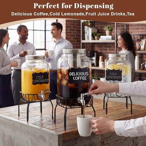 1 Gallon Cold Brew Coffee Maker with Stand, Heavy Duty Glass Iced Coffee Maker & Beverage Dispenser, Thick Iced Tea Pitcher for Fridge with 304 Stainless Steel Filter, Spigot & Lid in Kuwait