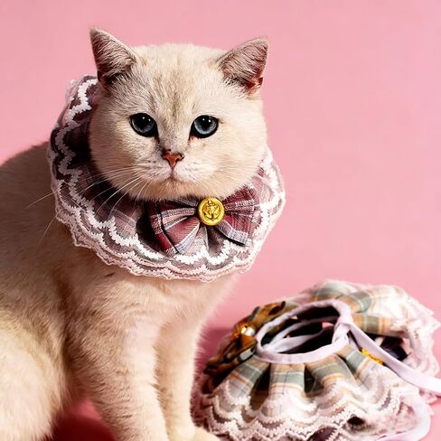 Pet Bandana Collar for Small Dogs and Cats, Decorative Bow Tie Pet Bib Neck Scarf, Pink, Size S for Neck 20–25cm (6–11 lb Pets), Cotton Blend Material in Kuwait