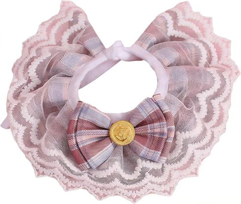 Pet Bandana Collar for Small Dogs and Cats, Decorative Bow Tie Pet Bib Neck Scarf, Pink, Size S for Neck 20–25cm (6–11 lb Pets), Cotton Blend Material in Kuwait