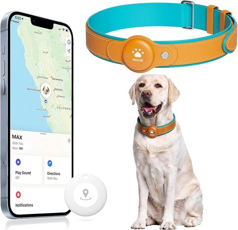 GPS Tracker for Dogs, 2 in 1 Smart Pet Collar (Only iOS), No Monthly Fee Waterproof Dog Collar with Real-time Tracking, Anti-Lost, 365-Day Long Battery GPS Tracker for All Sized Dogs(Locator Included) in Kuwait
