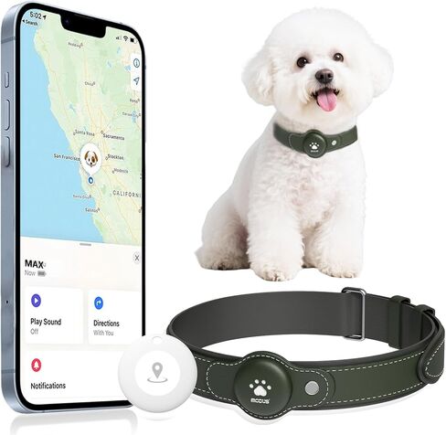 GPS Tracker for Dogs, 2 in 1 Smart Pet Collar (Only iOS), No Monthly Fee Waterproof Dog Collar with Real-time Tracking, Anti-Lost, 365-Day Long Battery GPS Tracker for All Sized Dogs(Locator Included) in Kuwait