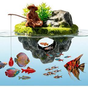 Floating Island with Feeding Hook, Safe Material, Suitable for Betta Fish, Guppies, Shrimp and Other Fish, can be Used as a Fish Tank Decoration. in Saudi Arabia
