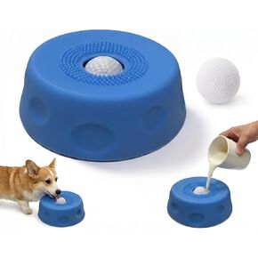 Dog Slow Feeder Licking Bowl with Rolling Ball Liquid Treats & Yogurt - Silicone Enrichment Toy for Anxiety Relief - Anti-Slip Pet Bowl with Suction Cup for Small Medium Dogs in Kuwait