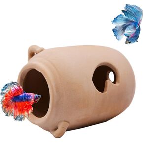 Saim Ceramic Jar Aquarium Decorations Betta Fish Tank Cave Accessories for Shrimp Cichlid Hiding Breeding Small Fish Bowl Hide Ornaments Betta Toys Hideout House in Kuwait