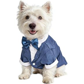 Small Dog Suit, Dog Tux for Puppy, Dog Formal Outfits for Small Dogs, Tuxedo Shirt for Dog (Wine, XX-Large: Weight 13-17 lbs (6-8kg)) in Kuwait