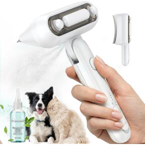 Spray Deshedding Brush for Cats & Dogs, 2-in-1 Mist Grooming Tool with Undercoat Removal, Anti-Static Pet Hair Remover, Gentle Stainless Steel Comb, No Flying Fur, Self Cleaning in Kuwait