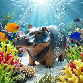 Mrcrafts Aquarium Hippo Air Bubbler Decor, Resin Fish Tank Air Pump Decoration, Air Stone Decor with Oxygen Tube, Unique Gift in Kuwait