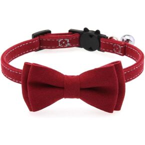 Solid Bow Tie Cat Collar with Adjustable Strap and Soft Wearable Design in Lake Blue Size S in Kuwait